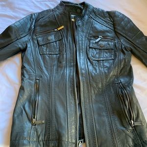 Grey leather jacket!